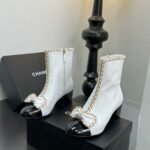 Chanel Ribbon Chain Boots White - Image 6
