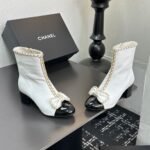 Chanel Ribbon Chain Boots White - Image 5