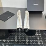 Chanel Ribbon Chain Boots White - Image 4