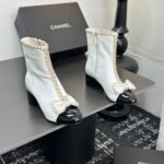 Chanel Ribbon Chain Boots White - Image 3