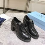 Prada Heeled Brushed Leather Lace Ups Black 1E976M 055 F0002 F 085 - Image 7