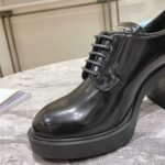 Prada Heeled Brushed Leather Lace Ups Black 1E976M 055 F0002 F 085 - Image 8