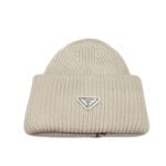 Prada Wool And Cashmere Beanie Sliver Cream