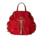Miumiu Canvas Backpack Cornflower Red And Brandy 27Cm 5Bz042 2Ibq F0Tqe V Ooo