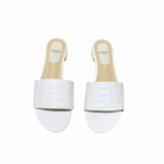 Fendi Silk Cowhide Slippers White