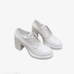 Prada Heeled Brushed Leather Lace-Ups White