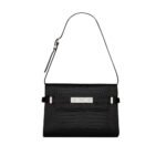 Saint Laurent Manhattan Small In Shiny Crocodile Embossed Leather Black Silver 25Cm