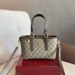 Gucci GG Emblem Mini Bag Beige and Dark Brown GG Fabric 20Cm ‎855491 FAEUC 9758 - Image 3