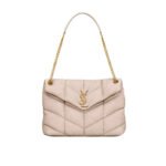 Saint Laurent Puffer Medium In Leather Gold Hardware Beige 35cm 5774751EL072721