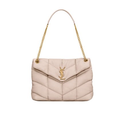 Saint Laurent Puffer Medium In Leather Gold Hardware Beige 35cm 5774751EL072721