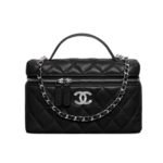 Chanel Classic Vanity With Chain In Grained Shiny Black 19Cm