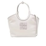 Miumiu Ivy Leather Tote Bag White 23Cm