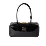Miumiu Beau Naplak Patent Leather Bag Black 28Cm 5Bb173 Adnt F0002 V Olo