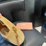 Summer Set: Miumiu Wander Wicker Hobo Bag Tan And Caramel 13Cm And Miumiu Raffia Effect Woven Fabric Slides Natural - Image 7