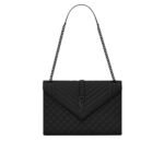 Saint Laurent Envelope Large Grain De Poudre Embossed Leather Mix Matelassé Black 31Cm 600166Bow981000