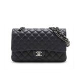 Chanel Small Classic Flap Bag Black Leather With Silver Hardare 25Cm A01113 Y01480 94305