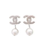 Chanel Cc Silver Earrings