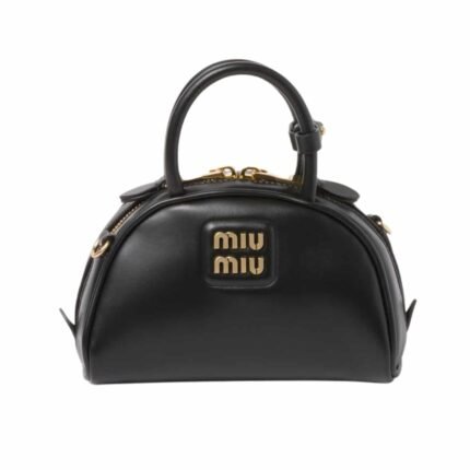 Miumiu Leather Top Handle Bag Black 23Cm