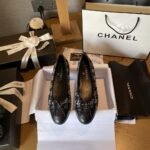Chanel Plain Toe Rubber Sole Casual Style Tweed Black - Image 2