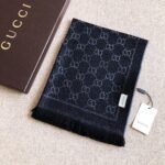 Gucci Gg Wool Scarf Black And Light Grey 180Cm ‎848507 3G200 1063 - Image 2