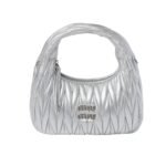 Miumiu Wander Matelassé Nappa Hobo Bag Silver 23Cm 5Bc125 An88 F0118 V Ooy