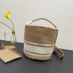 Celine 16 Bucket Bag In Textile With Print and Smooth Beige 25Cm 1955720JB 02ET - Image 4