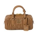 Miumiu Arcadie Matelassé Nappa Bag Caramel 23Cm 5Bb142 An88 F098L V Oon