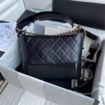 Chanel Gabrielle Small Hobo Bag Smooth Gold Silver Tone Black 20Cm As1582 B03936 94305 - Image 2