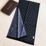 Gucci Gg Wool Scarf Black And Light Grey 180Cm ‎848507 3G200 1063 - Image 4