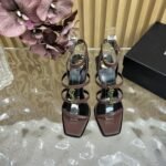 Saint Laurent Cassandra Wedges In Smooth Leather Dark Brown 821090Dwedd2023 - Image 2