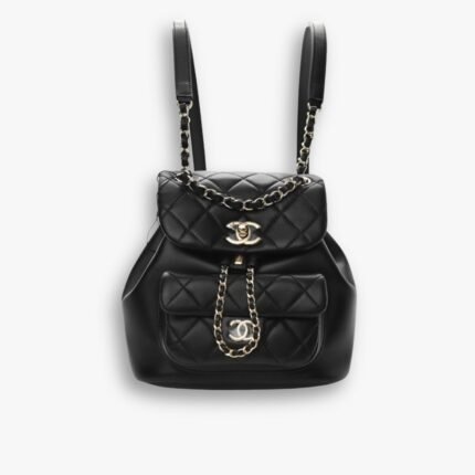 Chanel 22 Mini Duma Backpack Matelasse Leather With Gold Hardware Black 20cm