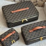 Celine Small Toiletry Case In Triomphe Canvas And Top Handle Bag 16Cm - Image 3