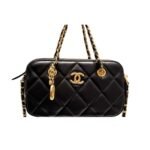 Chanel Matelasse Flap Bag With Chain Black 20Cm