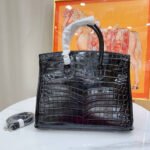 Hermes Birkin Silver Hardware Black Shiny 25Cm - Image 3