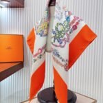 Hermes Brides De Gala En Fleurs Scarf 90Cm Vermillon H004192S 04 - Image 3