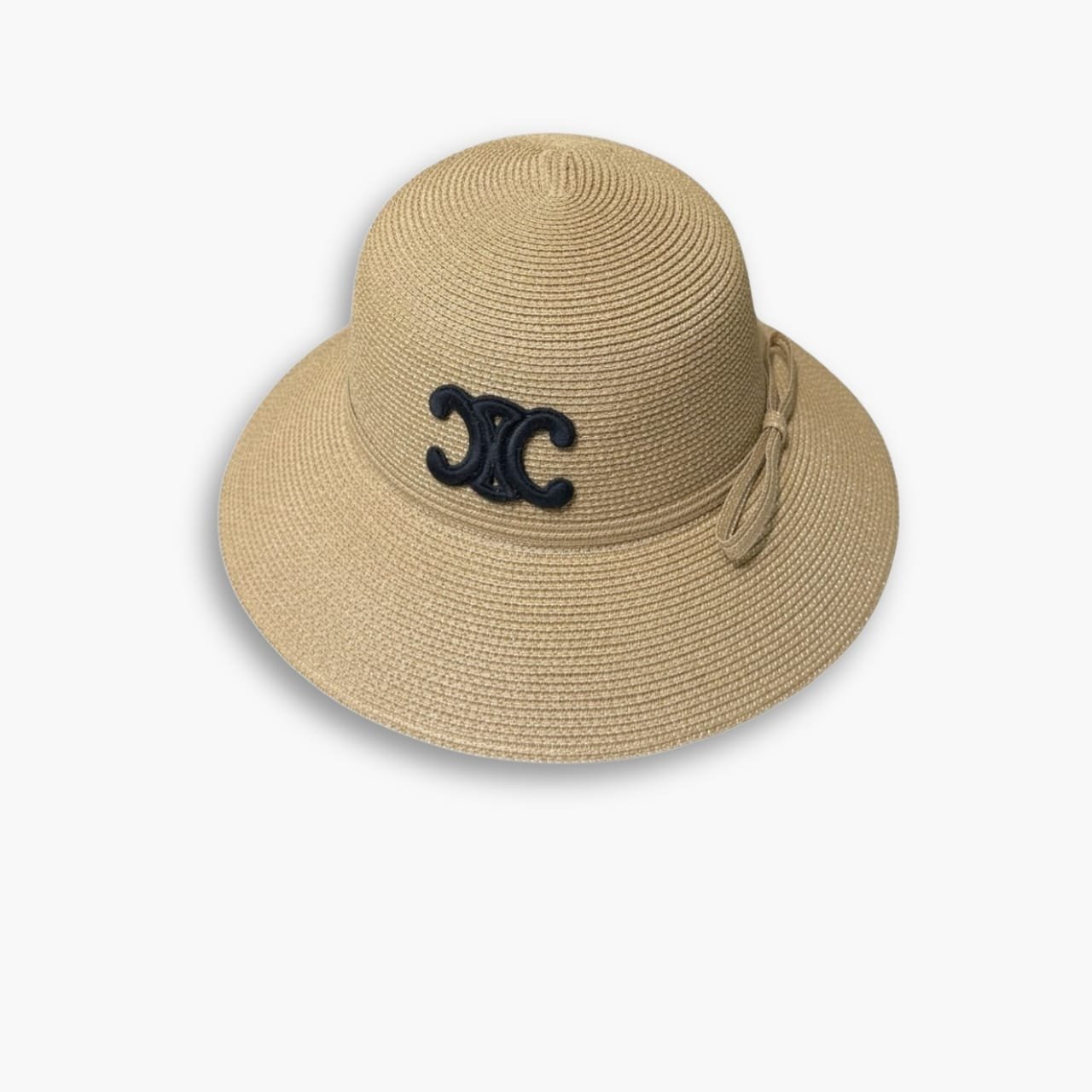 25-2-1.jpg Celine Triomphe Raffia Bucket Hat With Bow Natural - Image 1