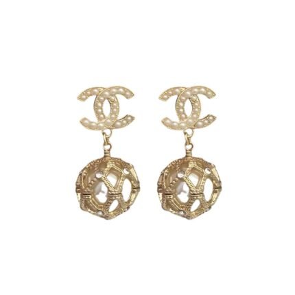 Chanel Gold Caged Pearl Earrings