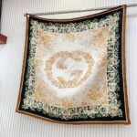 Gucci Interlocking G Floral Print Silk Carré Black And Beige 783157 3G001 1079 - Image 2