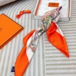 Hermes Brides De Gala En Fleurs Scarf 90Cm Vermillon H004192S 04 - Image 4