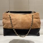 Chanel Shopping Bag Gold Tone Metal Beige And Black 36Cm AS5657 B20827 U1536 - Image 4
