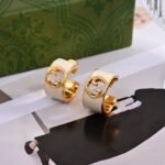 Gucci Blondie Enamel Hoop Earrings Ivory Enamel 796764 J1630 8078 - Image 2