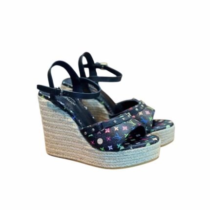 Louis Vuitton X Takashi Murakami Helios Wedge Sandal Black