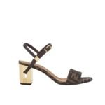 Fendi Delfina Ff Jacquard Medium Heeled Sandals Brown 8X8663Ajzff1D1C