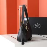 Prada Aimée Large Re Nylon Shoulder Bag With Padlock Black 34Cm 1Bc232 2C8Q F0002 V Odo - Image 3