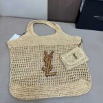 Saint Laurent Icare In Raffia Naturel And Brown Gold 45Cm 772191GAAEK2063 - Image 2