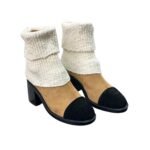Chanel Knit Boots Beige G46038 B18433 Nzzx3