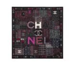 Chanel Square Scarf Silk Twill Multicolor In Black 90Cm Aa8619 B09320 Nk638