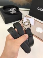 Chanel Glass Pearls Crystal Gold Black Belt 28Mm - Image 5