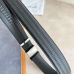 Prada Saffiano Leather Belt Silver Hardware In Black - Image 4