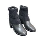Chanel Knit Boots Leather Black